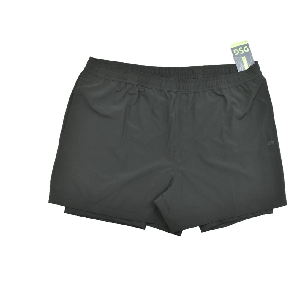 NEW DSG Men's Regular Size XXL Pure Black 2-in-1 Agility Running Shorts